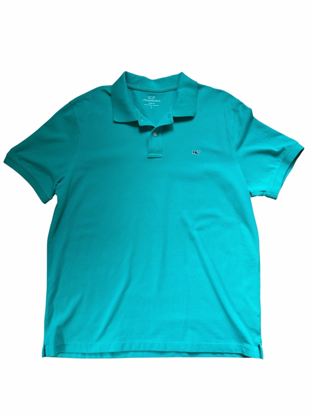 Vineyard Vines Men's LARGE Pique Polo Shirt Green 100% Cotton